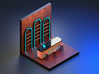 Bar Illustration 3d 3d illustration artwork bar blender illustration isometric