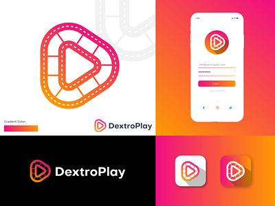 Logo Design for Dextroplay App app app logo brand identity branding design illustration logo logo design logo designer logo mark media modern music play player player app sound technology video