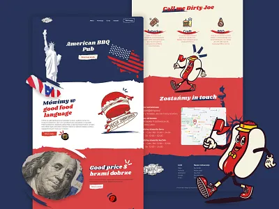 US Restaurant website american bbq burgers hot dog joe landing page lp one page pub restaurant restaurant website ui usa ux web website