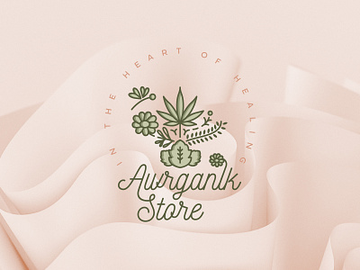 Organic Store Branding beige branding cannabis flower green hemp identity leafs logo natural organic plants