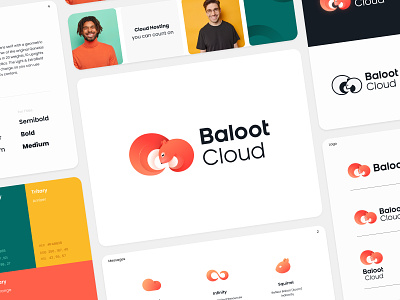 Baloot Cloud Visual Identity acorn branding cloud company guideline host hosting infinity logo orange persian squirrel techlogy visual identity