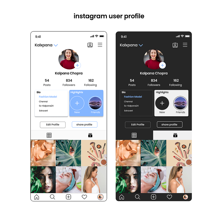 instagram user profile screen by Pritesh Kumar on Dribbble