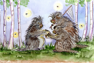 Porcupine Family art illustration