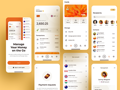 Multi-Currency Bank App 2023 app bank bank card banking app e wallet finances fintech investment management mobile app money multi currency onboarding payment product design profile ui ux wallet