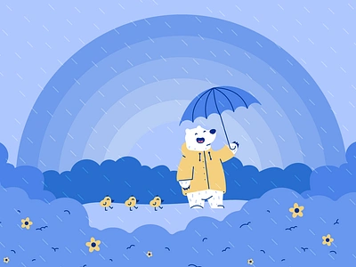 April Showers april bear bear notes branding character design ducks illustration illustrator spring vector wallpaper