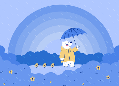 April Showers april bear bear notes branding character design ducks illustration illustrator spring vector wallpaper