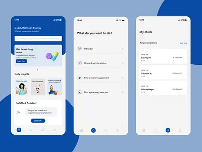 SafeMed Mobile App app design health app medical app ui ux design
