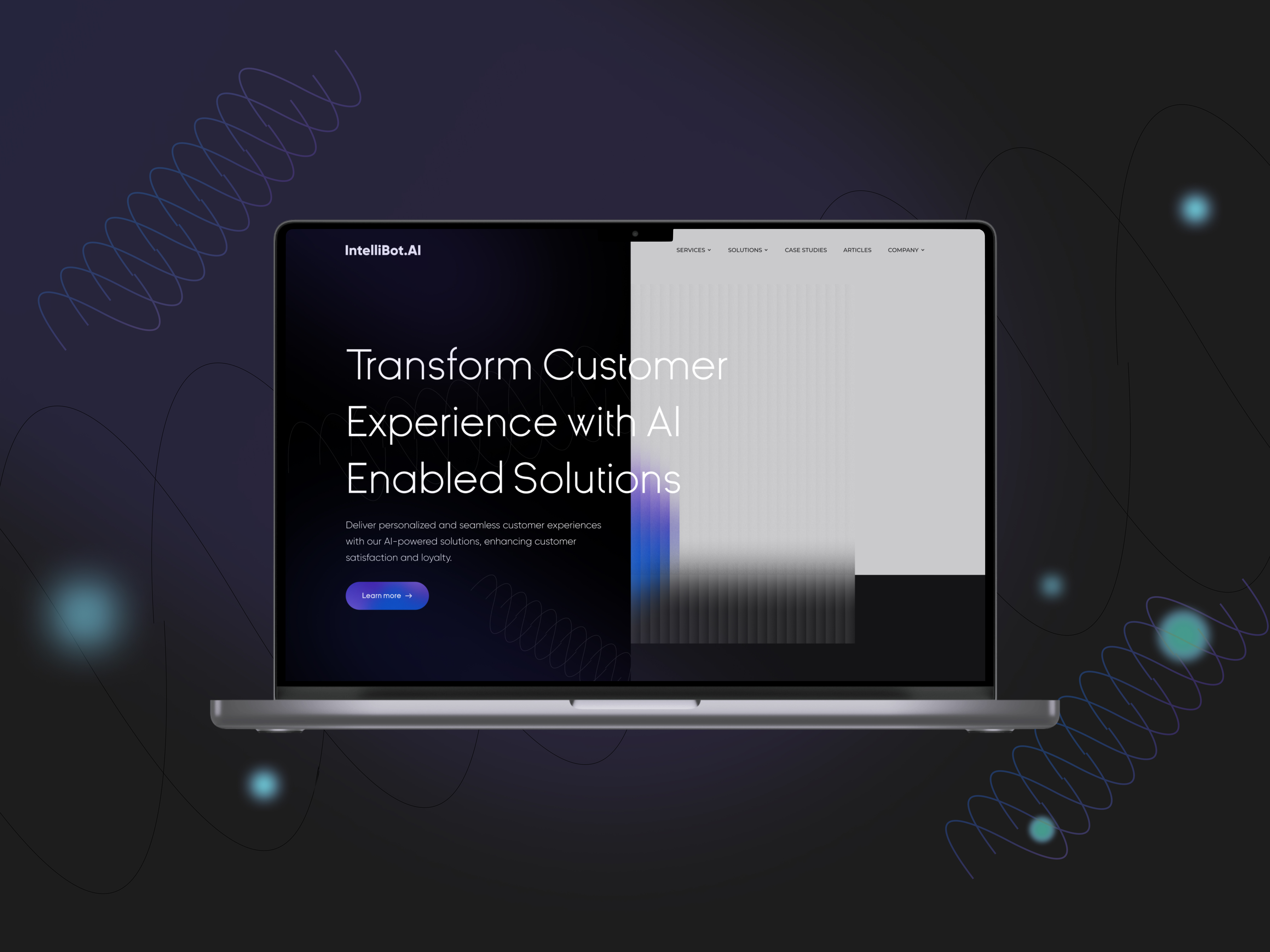 IntelliBot_AI Enabled Solution 3d after effects ai landing page ai robot ai ui ai ux ai web animation artificial intelligence chatgpt futuristic landing page machine learning midjourney ntf robot robotics technology ui artificial intelligence web landing