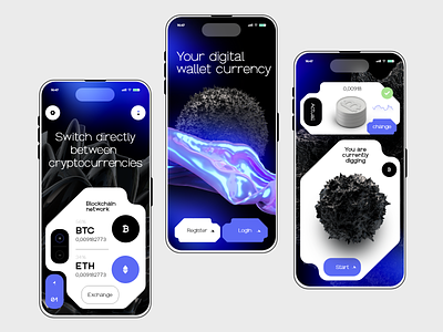Cryptocurrency Wallet App app application btc creative cryprocurrency design graphic graphic design interface mobile nft ui user interface ux wallet web