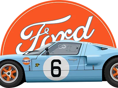 FORD GT40 Gulf illustration vector