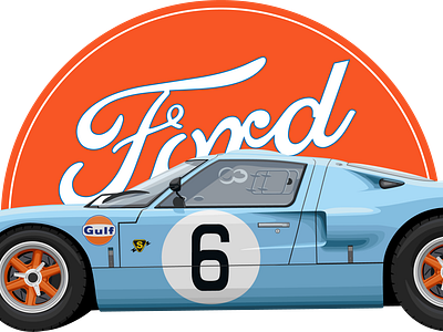 FORD GT40 Gulf illustration vector