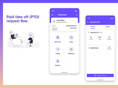 Paid Time off (PTO) request App app mobile app my time off paid time off request send ui