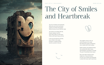 The City of Smiles and Heartbreak – Chat GPT-4 & Midjourney abstract illustration abstract portrait ai art ai illustration chat gpt chat gpt poem illustration midjourney poetry ui design