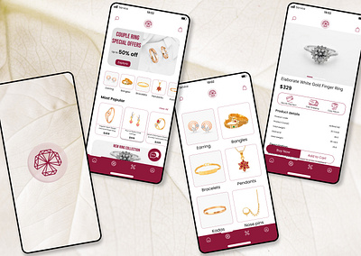 Jewellery Selling app Design (9 Pages) 3d animation app art branding design flat graphic design health icon illustration logo minimal motion graphics typography ui ux vector web website