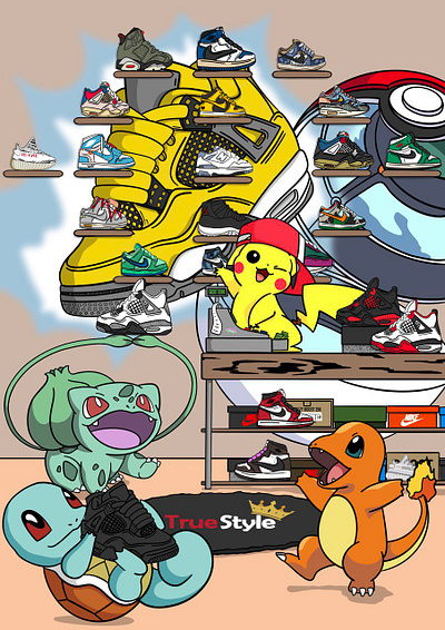 Is Pikachu opening his own snickershop? art design draw graphic design illustration jordan kicks logo nike pikachu pokemon sneaker sneakerhead travis scott vector yeezy