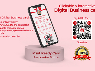 Interactive Clickable Digital business card branding buness card clickable digital business card design digital business card digital card ecard graphic design illustration logo luxury minimal qr code ui vcard vector