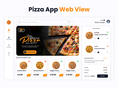 Pizza App Web View Dashboard Design creativity design graphics graphicsdesigns inspiratiindesign productivity userexperience userinterface web layout website design