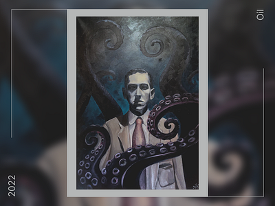 Oil panting/ Howard Phillips Lovecraft/ Portrait art artwork design illustration lovecraft oil painting portrait