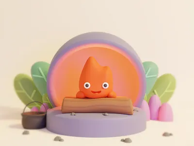 Calcifer Kawaii 3d calcifer character dribbble ghibli howlsmovingcastle kawaii miyazaki modeling render studioghibli