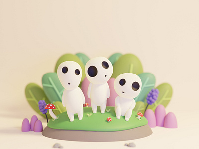 Kodama Kawaii 3d character design dribbble ghibli kawaii kodama modeling mononoke princessmononoke render studioghibli