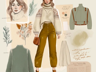 fashion bohemian knitwear inspiration by midjourney ai bohemian boho brown design draw fashion fashion design graphic design ia illustration knit knitwear logo midjourney painting print sketch