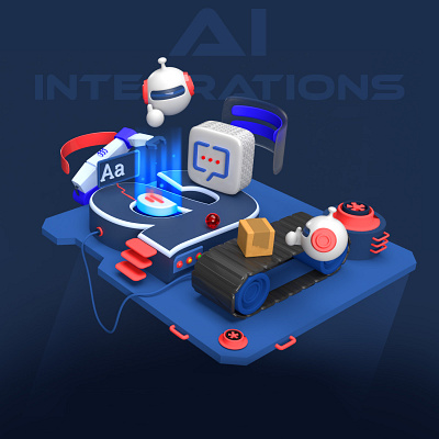 AI integration 3d ai blender blue cliq red scifi sri techonogy