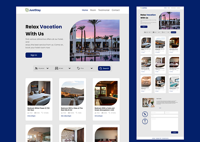 Landing Page Website "JustStay" Hotel app design hotel landingpage online stay ui website