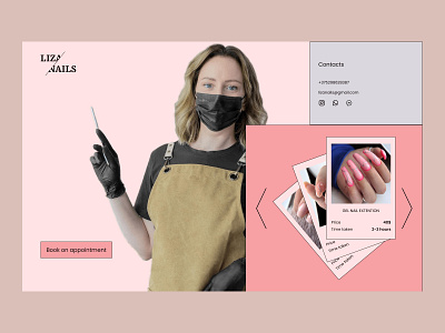 First screen of nail salon website design ui web