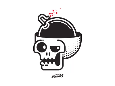 Light My Fuse art black and white bomb da bomb design illustration illustrator skull skull art