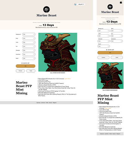 Marine Beast Mining Page design illustration ui ux