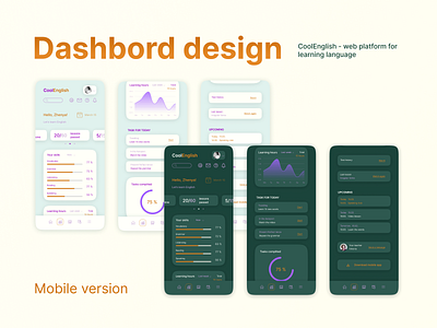 Web platform for learning language dashboard mobile ui ux uxui webdesign
