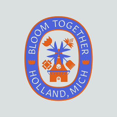 Bloom Together badge bloom branding community dutch flower holland logo together windmill