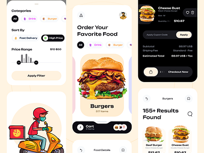 Grab Grub - Food Delivery App UI KIT app app design app kit app ui app ui kit delivery app food app food delivery app ui ux