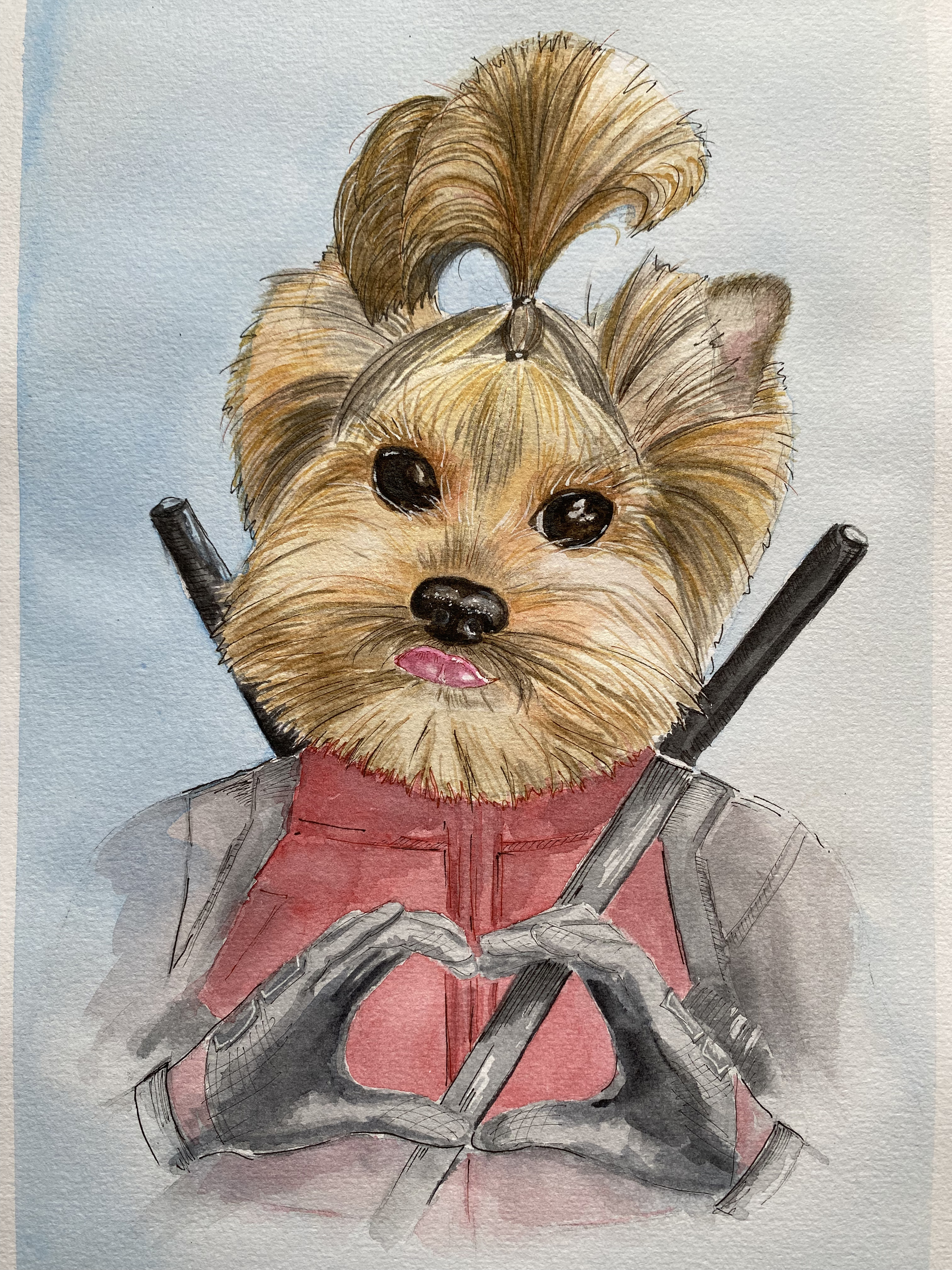 Watercolor painting "Ralf" Marvel style animals dog handmade illustration watercolor