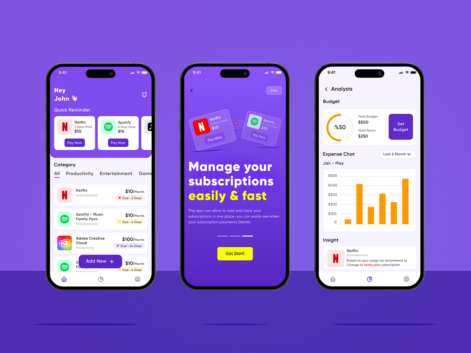 Subscription Management App - UI Design by Kesavan V on Dribbble