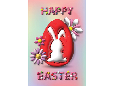 3D Joyful Easter Egg 3d design 3d easter bunny 3d easter egg 3d egg 3d typography bunny rabbit easter easter bunny easter card easter design graphic design illustration red easter egg typography vector vector egg