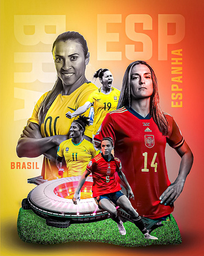 Jogadoras do Mundo: Uma Homenagem em PSD às Melhores do Futebol graphic design j