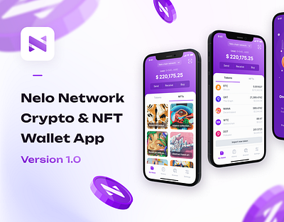 [App Design] Nelo Network Crypto & NFT Wallet App app design application blockchain crypto wallet e wallet mobile app mobile wallet nft ui