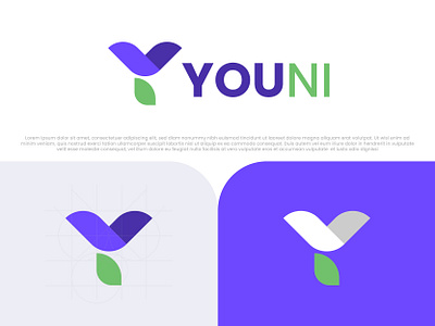 Youni Logo leaf simple logo health modern logo simple logo y logo