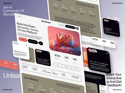 Creative Ui design for Interactive Storytelling Site-Landing 3d app branding creative design cretive design design figma graphic design hero section illustration landing page logo minimal minimalistic design typography ui ux web webdesign website