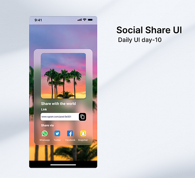 Social Share UI #DailyUI day-10 dailyui design figma graphic design illustration socialmedia ui userinterface