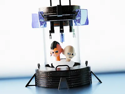 👬🏻 Siamese character 👬🏻 3d blue character cold graphic design human laboratory metaverse science