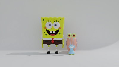3D model - Spongebob & Gary characters 3d 3d modeling blender blender3d cartoon character design cycles digital art digital illustration illustration modeling render