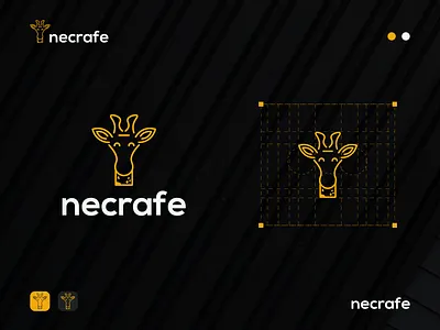 Necrafe animal logo brand brand identity branding brandmark clean creative design giraffe logo icon illustration logo logo design logomark logotype typography unique vector visual identity wordmark
