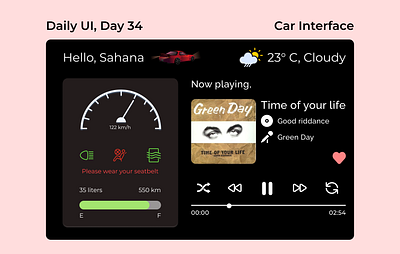 Daily UI, Day 34 - Car Interface 100daychallenge 100daysofui carinterface carinterfaceui dailyui dailyuichallenge dailyuiday dailyuiday34 design ui uichallenge