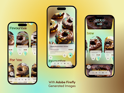 Royal Donuts adobe adobe firefly application artifical intelligence chocolate chrystal design donuts e commerce figma gold icons ios luxe luxury mobile product search shop ui