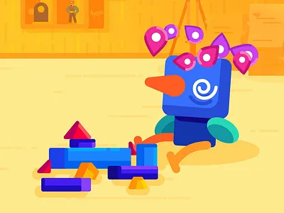 Kurzgesagt - Toys 2d after effects bird character animation confused friends illustration jump motion design motion graphics rocket room toys