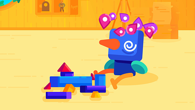 Kurzgesagt - Toys 2d after effects bird character animation confused friends illustration jump motion design motion graphics rocket room toys