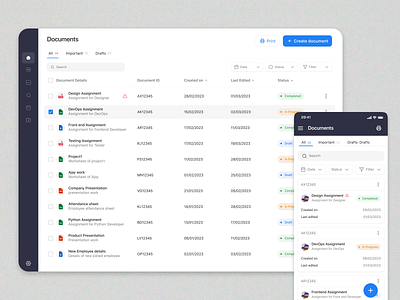 Dashboard Table Page | Desktop & Mobile view design desktop table view desktop task management mobile dashboard mobile table view mobile task management app table design table list table ui task management app task management dashboard ui ui design uiux user interface ux ux design web app dashboard web task management app