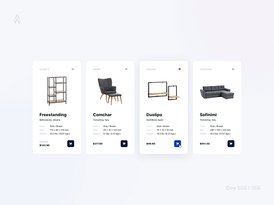 Day 026 — Shopping Card block card cart category challenge commerce daily ui design furniture grid hover layout minimal product shop store ui ukraine web website